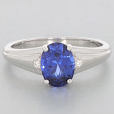 Blue Sapphire sterling silver ring with accent stones, showcasing elegance and luxury.